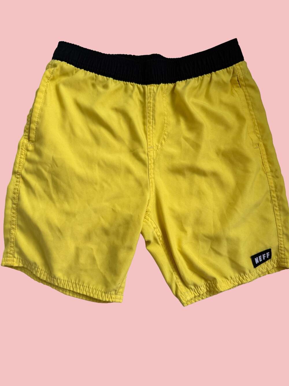 Neff boys Elastic Waist Swim Trunks Shorts in Yellow Medium